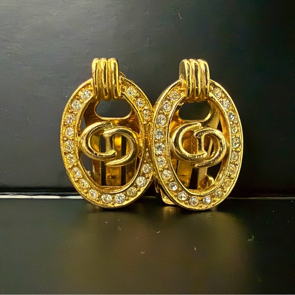 LOT 1706 18K gold plated Christian Dior vintage clip on earrings - Picture 1 of 8